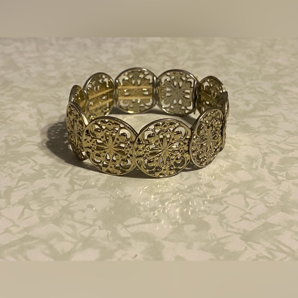 Ornate Medallion Stretch Costume Bracelet #7676 - Picture 5 of 5